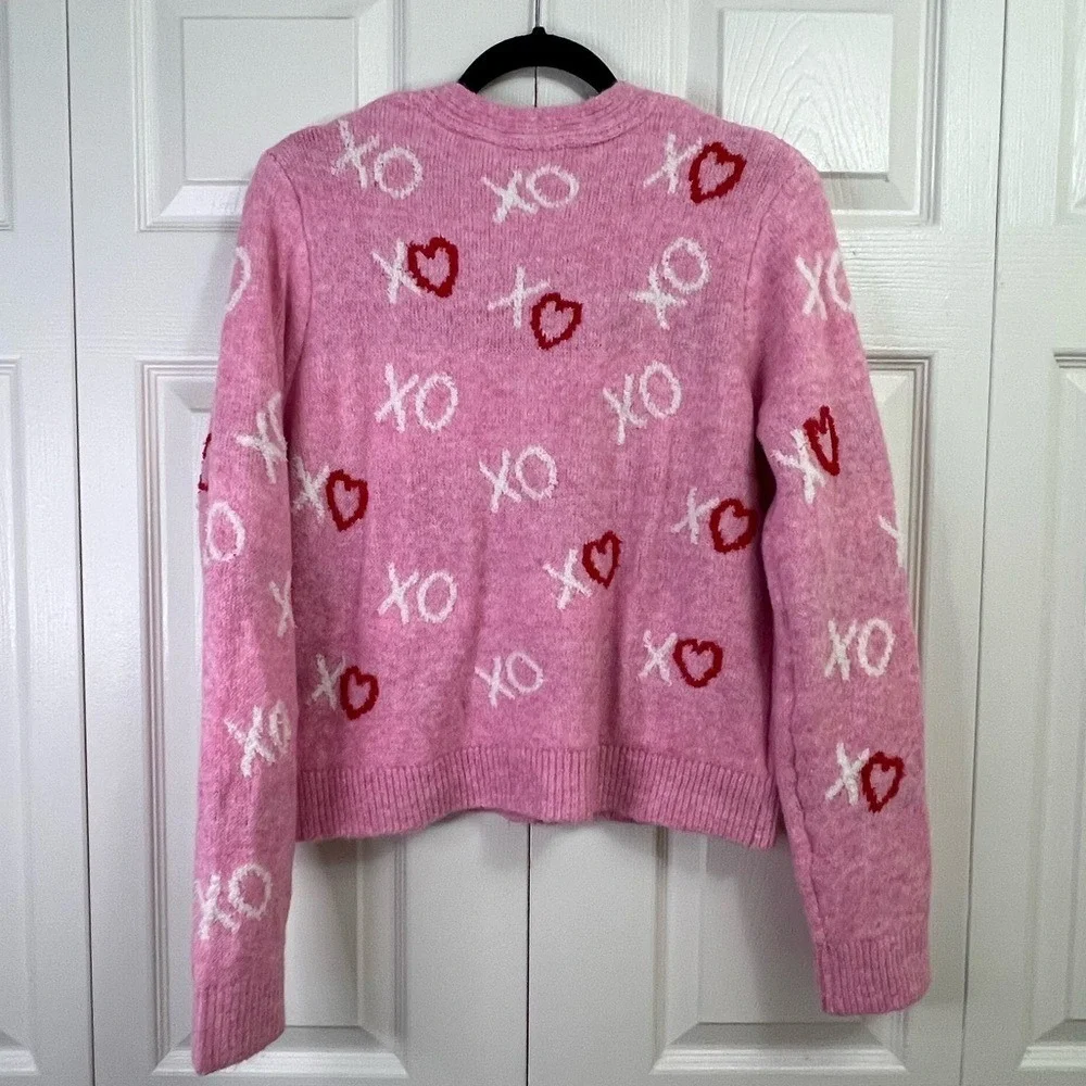 Cupcakes‎ and Cashmere Pink XO Heart Knit Cardigan Sweater Women's M